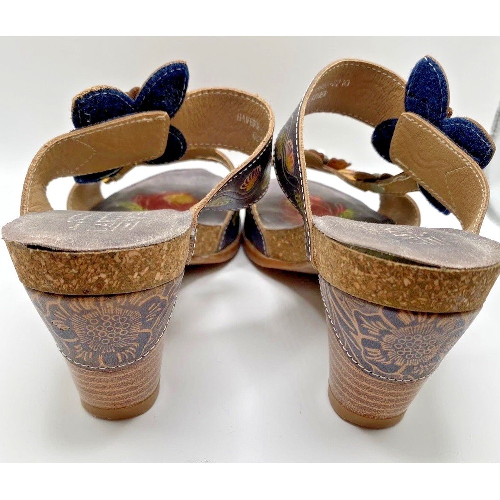 L'Artiste Spring Step HAVERB-NM Boho Floral Leather Block Heel Sandals Sz 10/41 - Picture 8 of 10